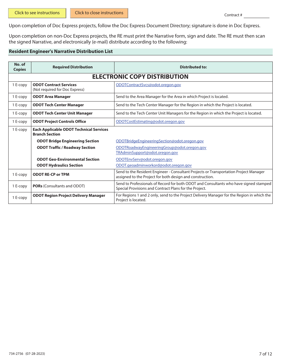 Form 734-2756 Resident Engineers Narrative Form - Oregon, Page 7