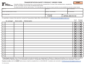 Document preview: Form 737-3299 Transportation Safety Product Order Form - Oregon