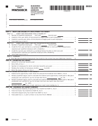 Maryland Form MW508CR (COM/RAD-049) Business Income Tax Credits - Maryland