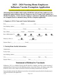 Nursing Home Employees Influenza Vaccine Exemption Application - Arkansas, Page 2