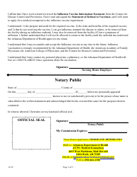 Nursing Home Employees Influenza Vaccine Exemption Application - Arkansas, Page 3