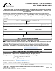 Formulario DOC06-065S Costo De Reembolso De Supervision Verificacion De Direccion - Washington (Spanish)