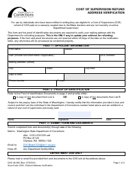 Document preview: Form DOC06-065 Cost of Supervision Refund Address Verification - Washington