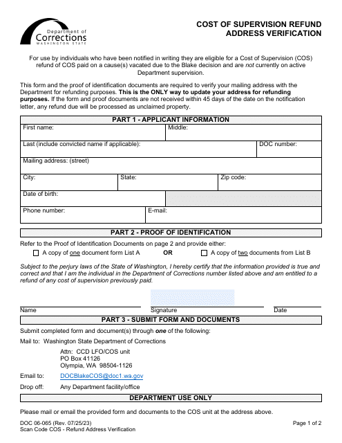 Form DOC06-065  Printable Pdf