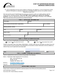 Form DOC06-065 Cost of Supervision Refund Address Verification - Washington