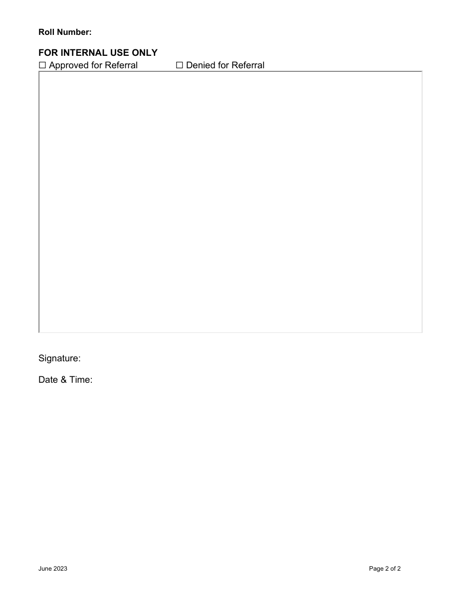 Request to Refer to Afraat Form - Ontario, Canada, Page 2