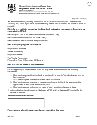 Document preview: Request to Refer to Afraat Form - Ontario, Canada