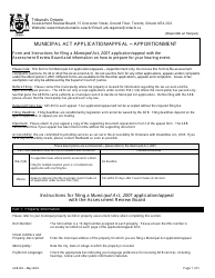 Document preview: Form ARB-M5 Municipal Act Application/Appeal - Apportionment - Ontario, Canada
