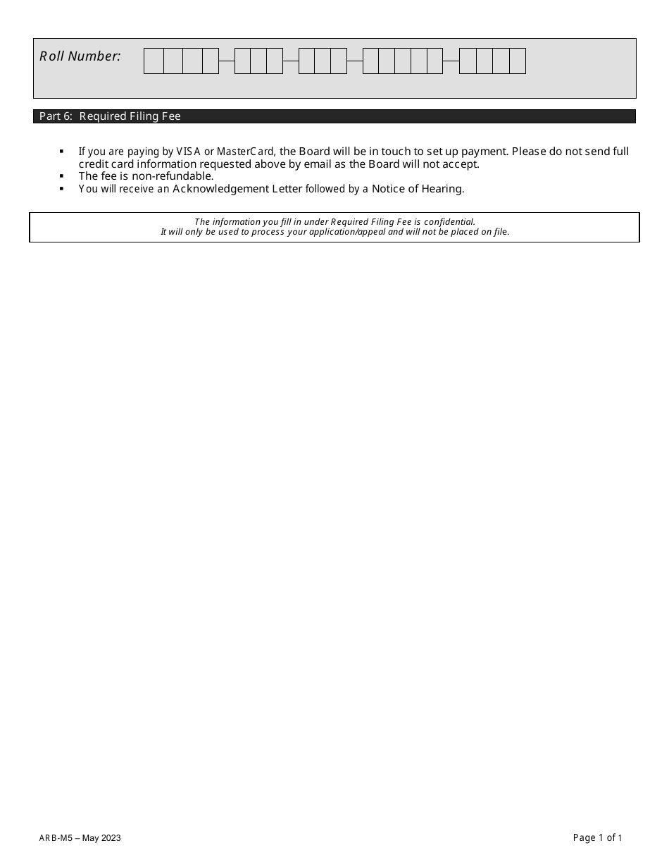 Form ARB-M5 Municipal Act Application / Appeal - Apportionment - Ontario, Canada, Page 8