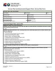 Service Plan Card/Assessment/Support Plans: Service Plan Form - Colorado