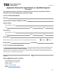 Form PC426 (AQI-R) Application Renewal for Appointment as a Qualified Inspector - Texas