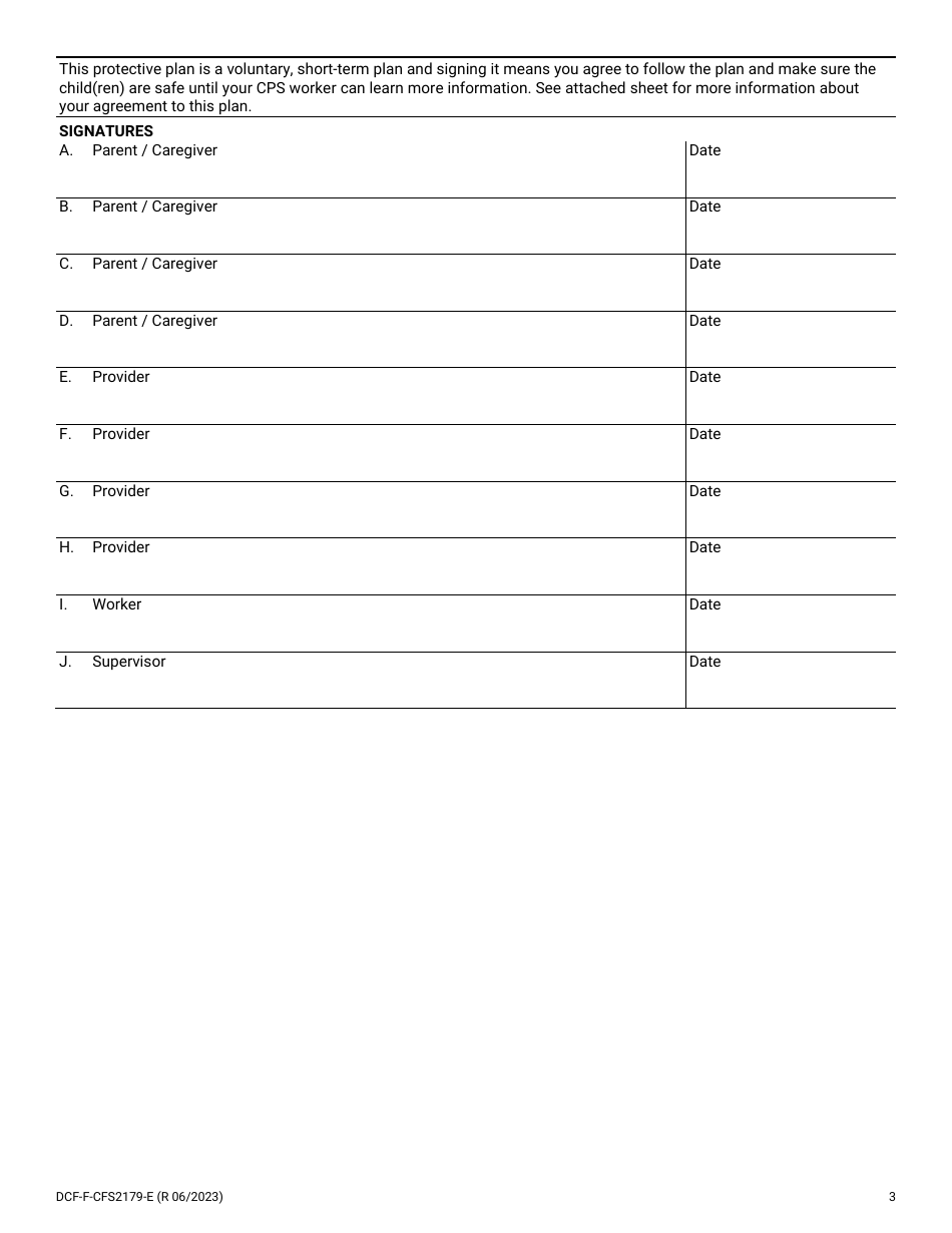 Form DCF-F-CFS2179 Protective Plan - Wisconsin, Page 3