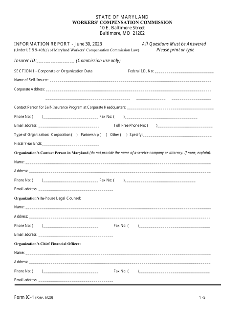 Form IC-1 2023 Printable Pdf