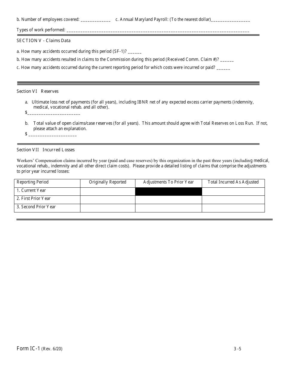 Form IC-1 Information Report - Maryland, Page 3