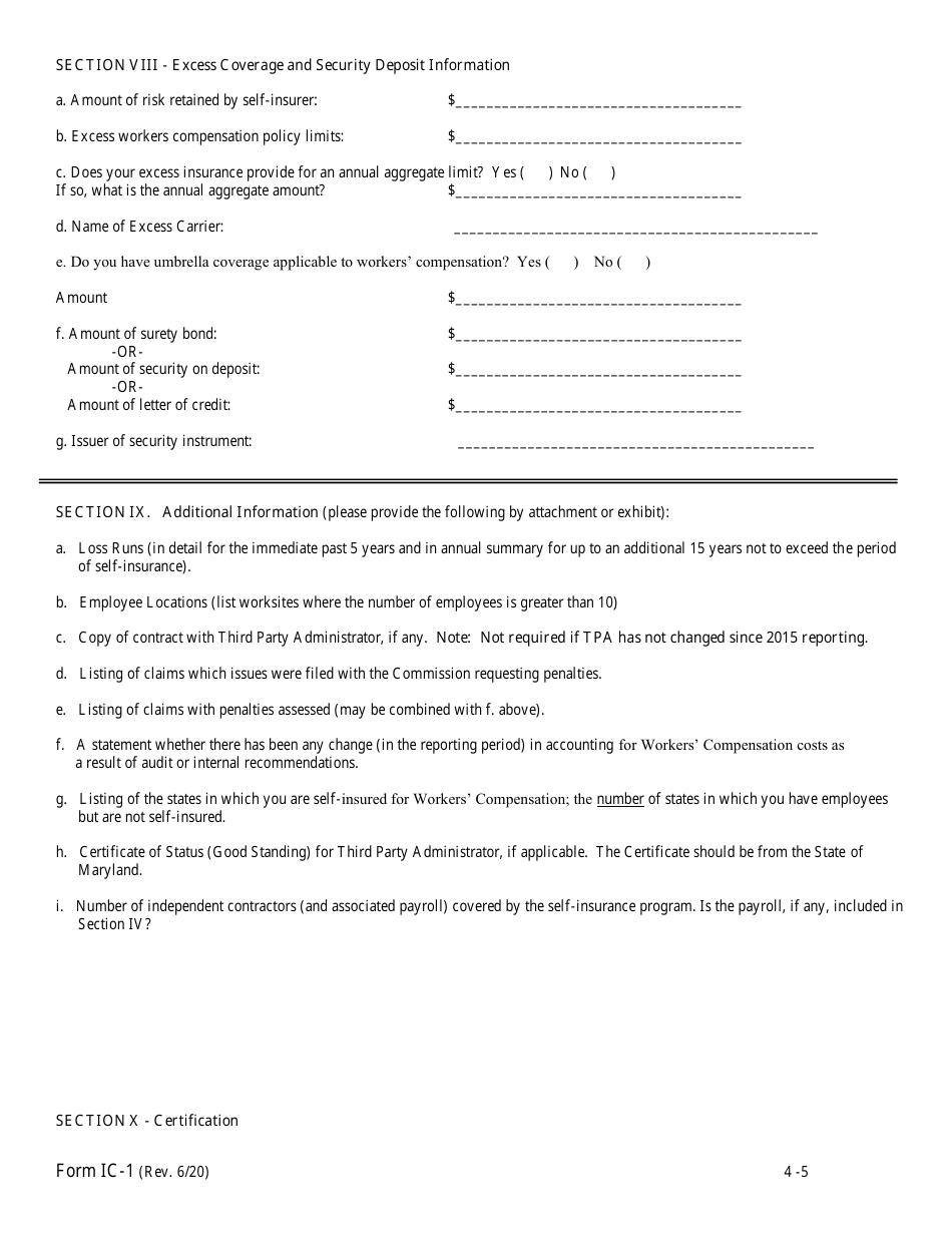 Form IC-1 Information Report - Maryland, Page 4