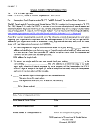 Document preview: Exhibit C Single Audit Certification Letter - North Dakota