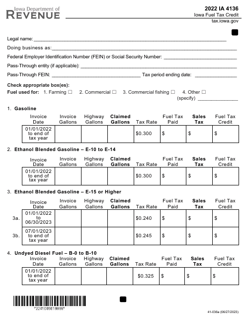 Form IA4136 (41-036) 2022 Printable Pdf