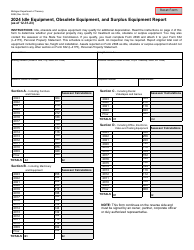 Form 2698 Idle Equipment, Obsolete Equipment, and Surplus Equipment Report - Michigan