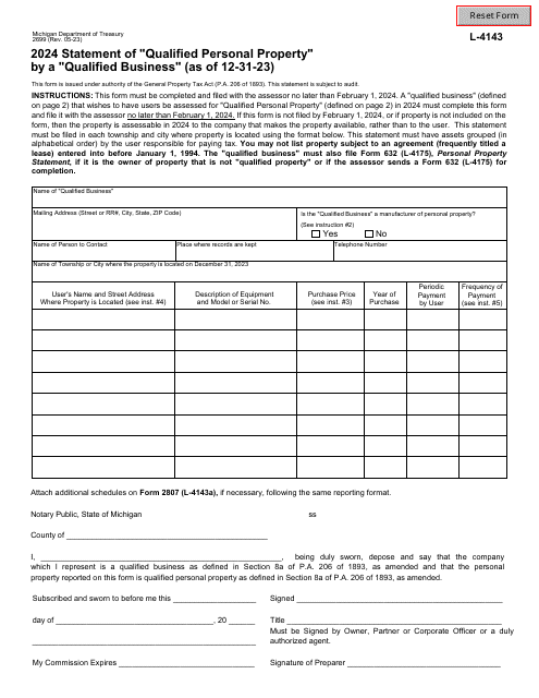 Form 2699 (L-4143) 2024 Printable Pdf