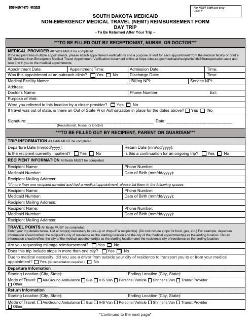 Form DSS-NEMT-970  Printable Pdf