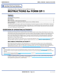 Document preview: Form OP-1 Application for Motor Property Carrier and Broker Authority
