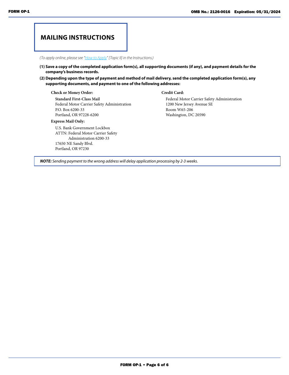 Form OP-1 Application for Motor Property Carrier and Broker Authority, Page 16