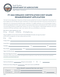 Document preview: Organic Certification Cost Share Reimbursement Application - South Carolina, 2023