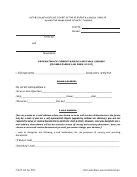 Document preview: Form CLK/CT.638 (Family Law Form 12.915) Designation of Current Mailing and E-Mail Address - Miami-Dade County, Florida