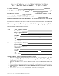 Document preview: Reclamation Permit Transfer Request Form - Nevada