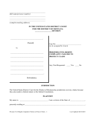 Document preview: Prisoner Civil Rights Complaint: Failure to Protect Claim - Montana