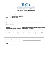 Document preview: Cardinal Fin Default Coding - Virginia