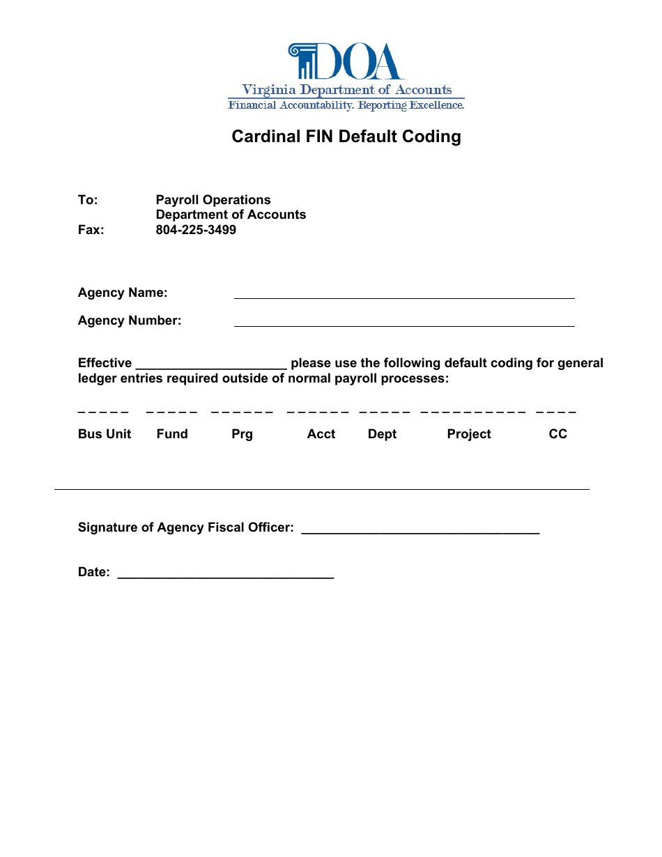 Cardinal Fin Default Coding - Virginia, Page 1