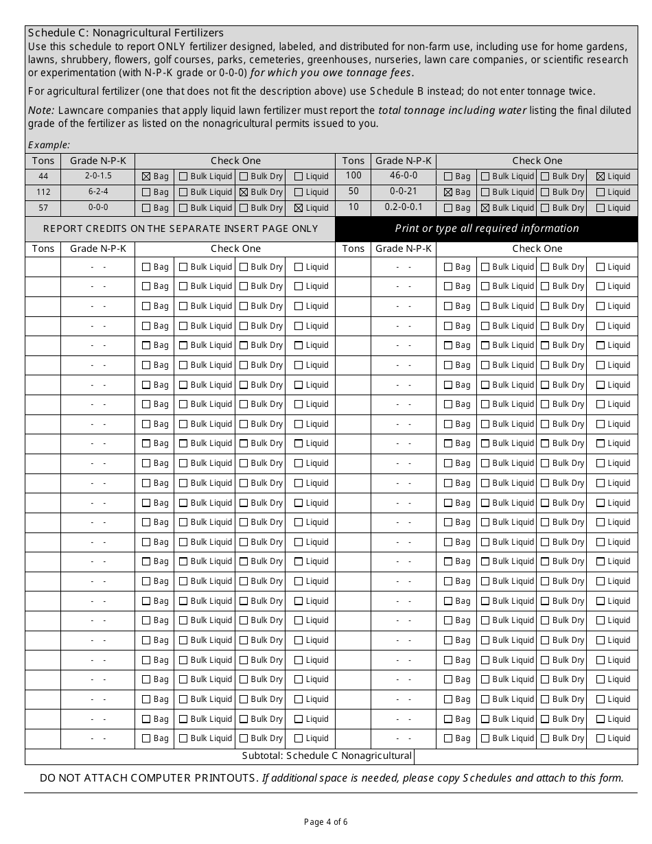 Form DARM-BACM-003 Confidential Commercial Fertilizer Tonnage Report - Wisconsin, Page 4