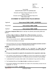 Document preview: Form DV45 Statement of Substituted Police Service - Queensland, Australia