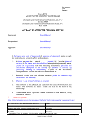 Document preview: Form DV39 Affidavit of Attempted Personal Service - Queensland, Australia