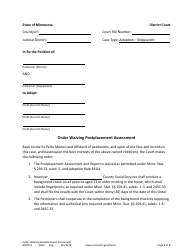 Document preview: Form ADO211 Order Waiving Postplacement Assessment - Minnesota