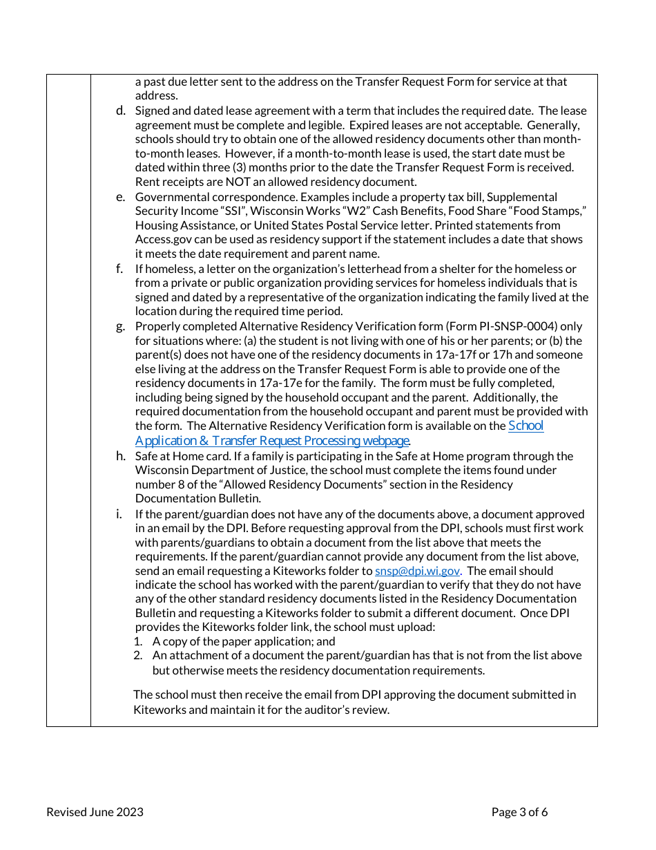 Transfer Request Checklist - Special Needs Scholarship Program - Wisconsin, Page 3