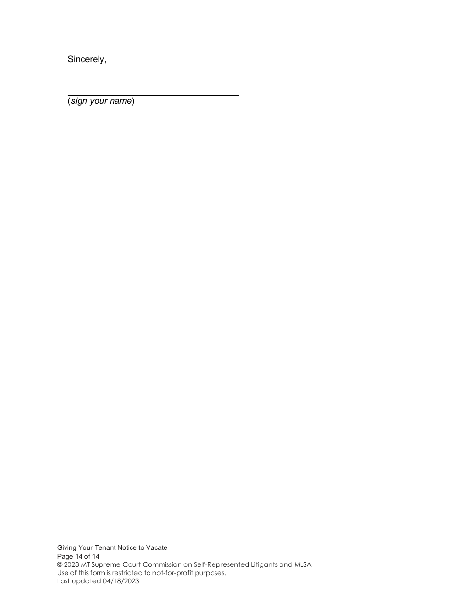 Notice to Vacate (Giving Your Tenant Notice of Termination) - Montana, Page 14