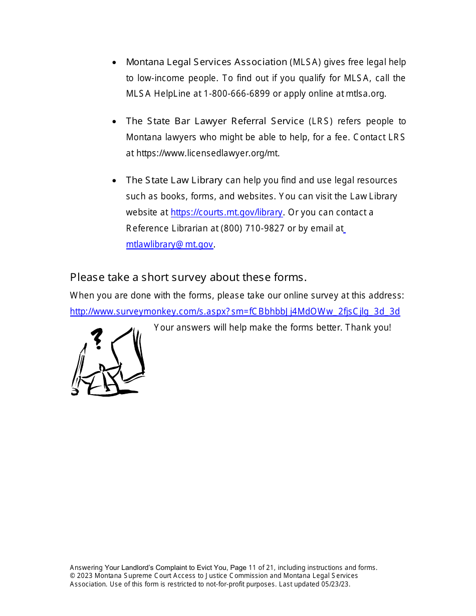 Answering an Action for Possession Packet (Answering Your Landlords Complaint to Evict You) - Montana, Page 11
