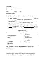 Answering an Action for Possession Packet (Answering Your Landlord&#039;s Complaint to Evict You) - Montana, Page 12