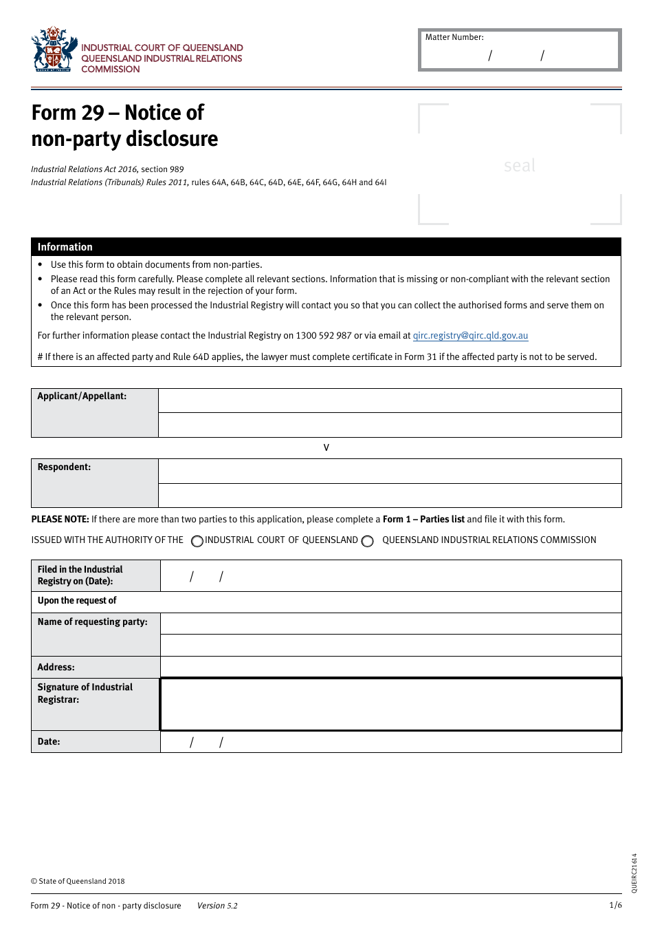 Form 29 - Fill Out, Sign Online and Download Fillable PDF, Queensland