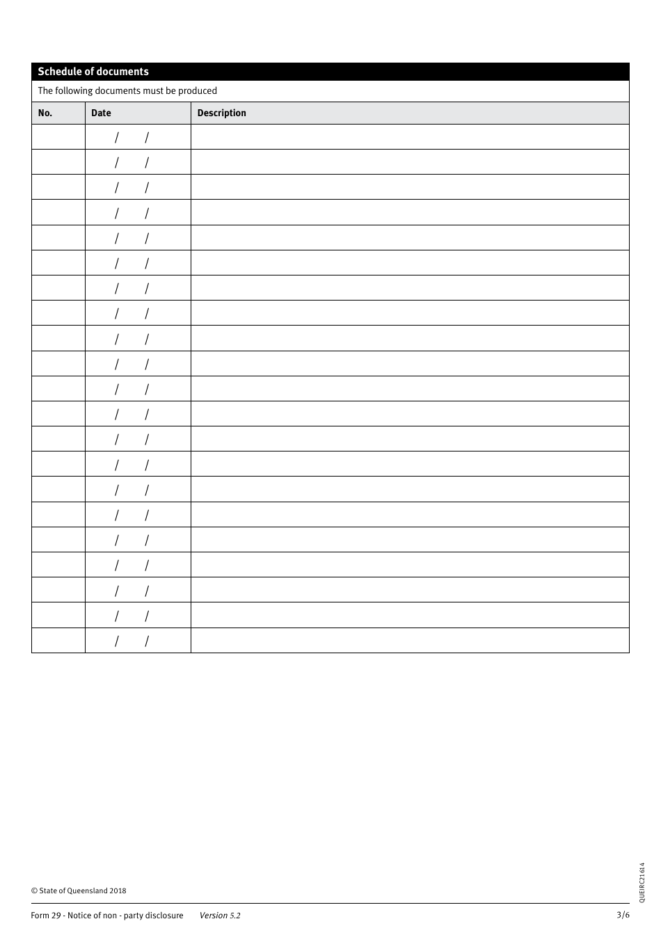 Form 29 Notice of Non-party Disclosure - Queensland, Australia, Page 3