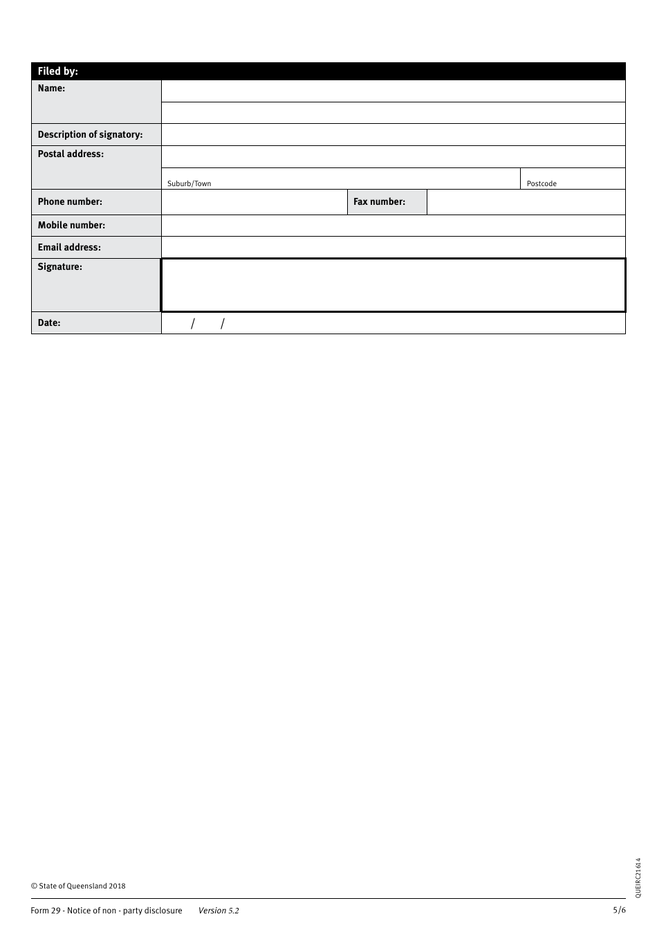 Form 29 Notice of Non-party Disclosure - Queensland, Australia, Page 5