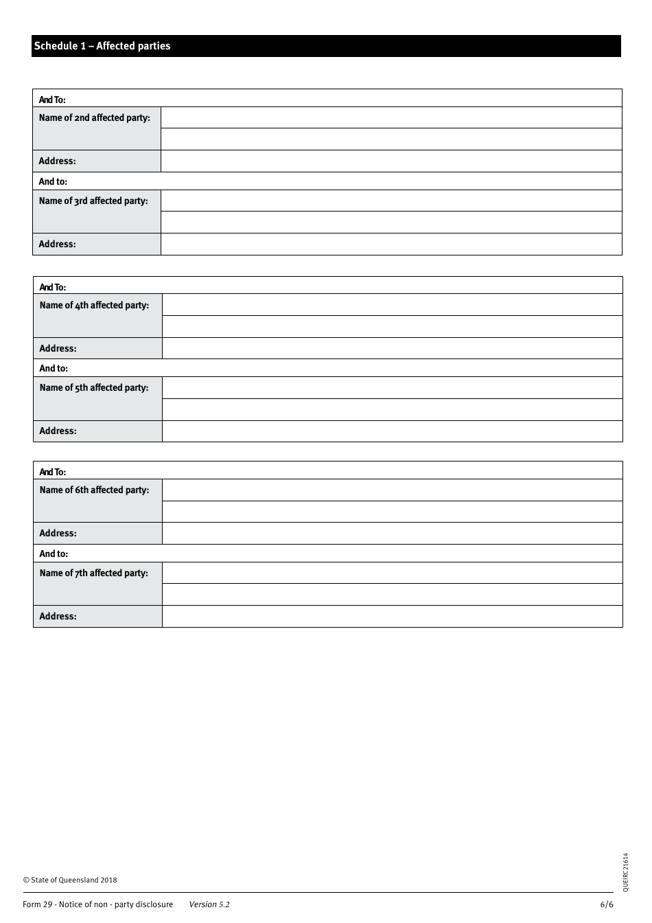 Form 29 Notice of Non-party Disclosure - Queensland, Australia, Page 6