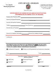 Document preview: Solicitud Para Determinacion De Numero Total De Unidades - City of Los Angeles, California (Spanish)