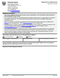 Form 3044E Request for an Adjournment - Ontario, Canada