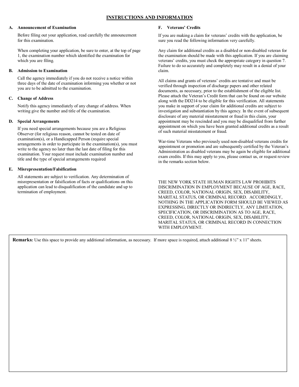 Civil Service Application - Allegany County, New York, Page 4