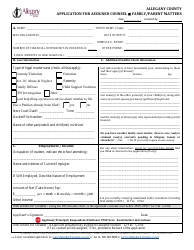 Document preview: Application for Assigned Counsel - Family/Parent Matters - Allegany County, New York