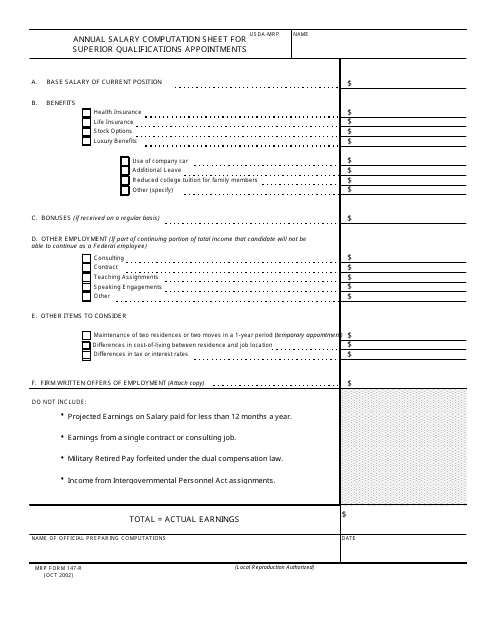 MRP Form 147-R  Printable Pdf