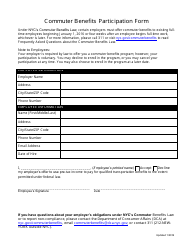 Document preview: Commuter Benefits Participation Form - New York City